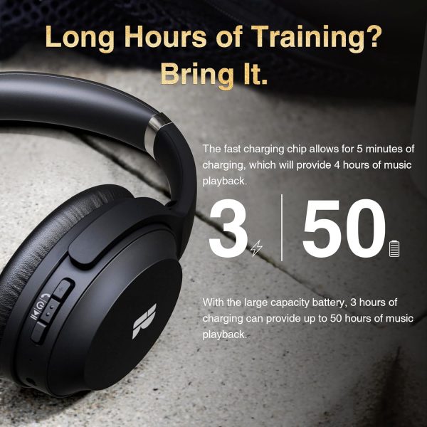 Bluetooth Headphones, Premium Active Noise Cancelling Wireless Headphones Over Ear, 50H Playtime, Hi-Res Audio, Deep Bass, Memory Foam Ear Cups for Travel, Home Office - Image 4