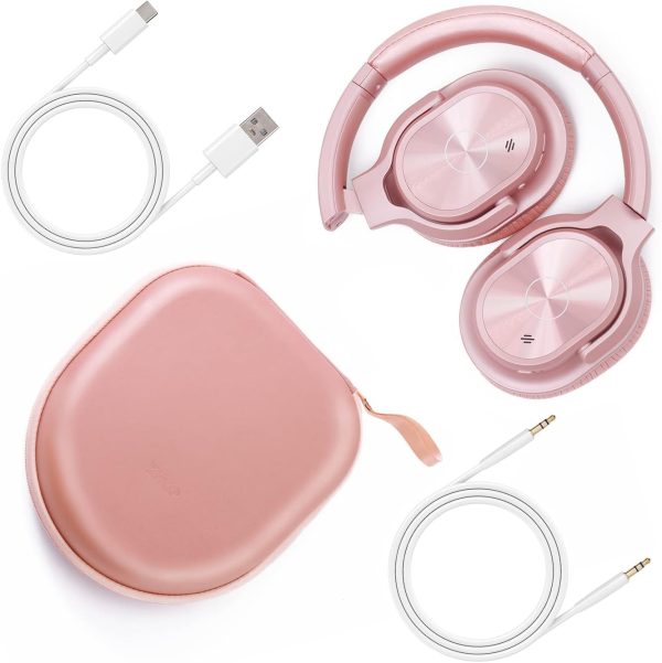 ZIHNIC Active Noise Cancelling Headphones, 40H Playtime Wireless Bluetooth Headset with Deep Bass Hi-Fi Stereo Sound,Comfortable Earpads for Travel/Home/Office (Rose Gold) - Image 5